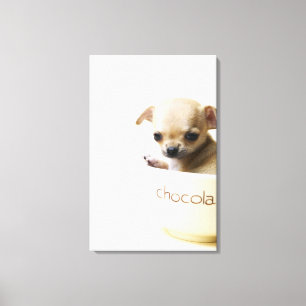 Chihuahua puppy in bowl (gehakt) canvas afdruk