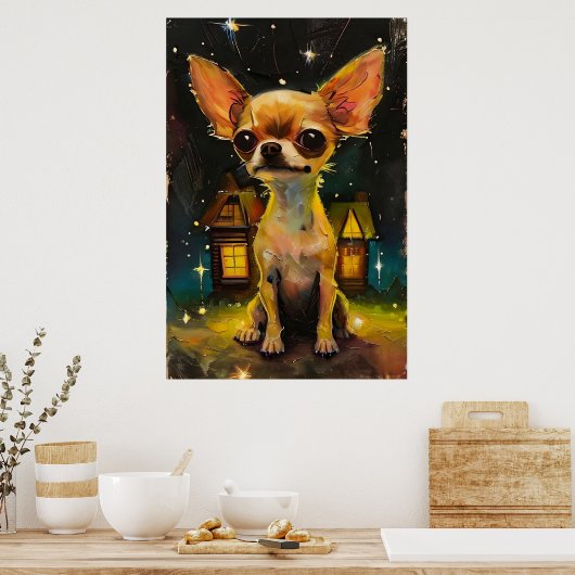 Chihuahua puppy in een gezellig huis poster (Keuken)