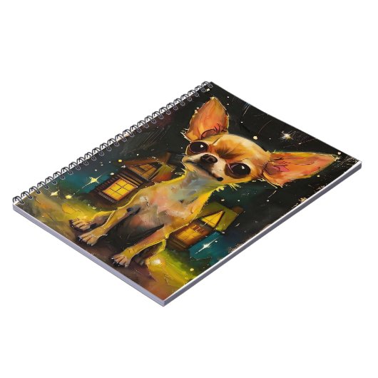 Chihuahua Puppy in een knus huis Notitieboek (Linkerzijde)