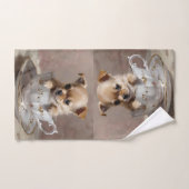Chihuahua puppy in een theekopje olieverf, handdoek (Handdoek)