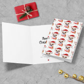 Chihuahua Puppy In Santa Hoed Kerstmis Patroon Feestdagen Kaart