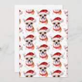 Chihuahua Puppy In Santa Hoed Kerstmis Patroon Feestdagenkaart (Voorkant / Achterkant)
