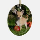 Chihuahua Puppy met appels Keramisch Ornament (Rechts)