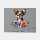 Chihuahua puppy met decoratieve bloemen deurmat (Voorkant)