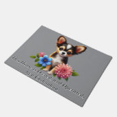 Chihuahua puppy met decoratieve bloemen deurmat (Schuin)