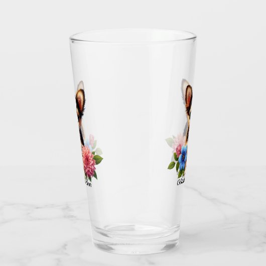 Chihuahua puppy met decoratieve bloemen glas (Rechts)