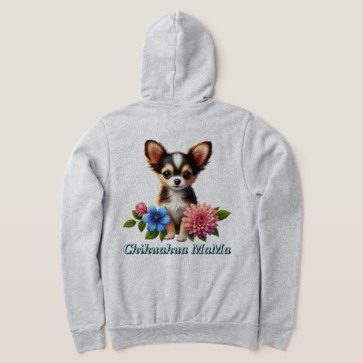 Chihuahua puppy met decoratieve bloemen hoodie (Laag Achter)