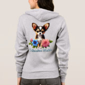Chihuahua puppy met decoratieve bloemen hoodie (Achterkant)