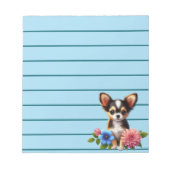 Chihuahua puppy met decoratieve bloemen notitieblok (Voorkant)