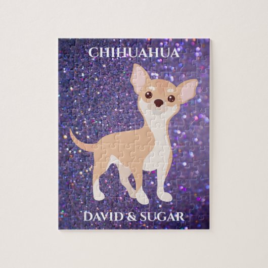 CHIHUAHUA PUZZLE & CUSTOM NAME OF PET & CHILD. LEGPUZZEL (Verticaal)