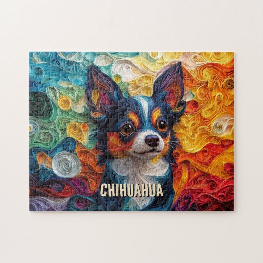 Chihuahua Quilling Art Dog Portret Legpuzzel (Horizontaal)