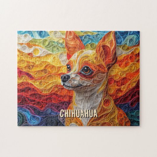 Chihuahua Quilling Art Dog Portret Legpuzzel (Horizontaal)