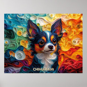 Chihuahua Quilling Art Dog Portret Poster