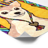 Chihuahua & Rainbow Sombrero Mini Mexican Folk Art Poster (Hoek)