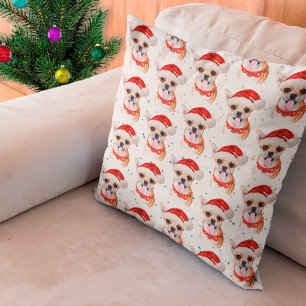 Chihuahua-ras watercolor hondenpatroon Kerstmis Kussen