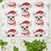 Chihuahua-ras watercolor hondenpatroon Kerstmis Theedoek (Gevouwen)