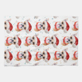 Chihuahua-ras watercolor hondenpatroon Kerstmis Theedoek (Horizontaal)