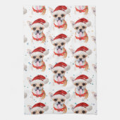 Chihuahua-ras watercolor hondenpatroon Kerstmis Theedoek (Verticaal)