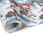 Chihuahua rent in de sneeuw met kerst Pet Cadeaupapier (Rol Hoek)
