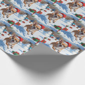 Chihuahua rent in de sneeuw met kerst Pet Cadeaupapier (Hoek)