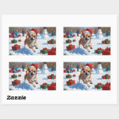 Chihuahua rent in de sneeuw met kerst Pet Rechthoekige Sticker (Vel)