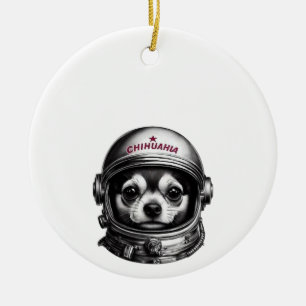 Chihuahua, Retro Sovjet Ruimtereizende Hond Keramisch Ornament