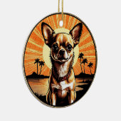 Chihuahua Retro Sunset Dog Lover Keramisch Ornament (Rechts)