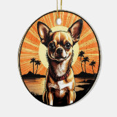 Chihuahua Retro Sunset Dog Lover Keramisch Ornament (Links)
