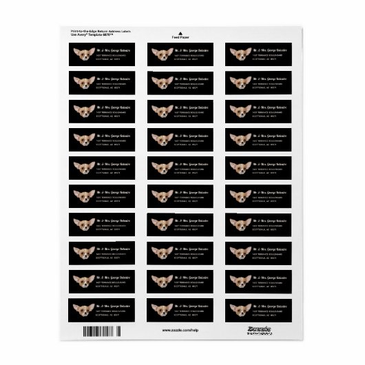Chihuahua Return Address Label (Full Sheet)