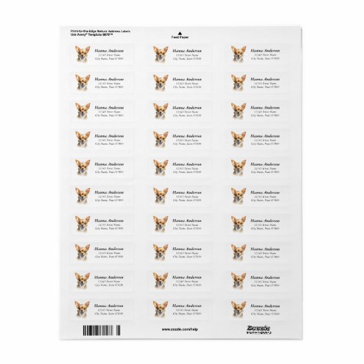 Chihuahua Return Address Labels (Full Sheet)