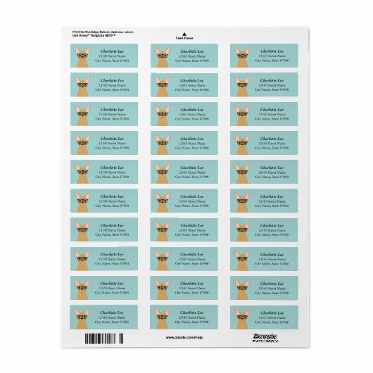 Chihuahua Return Address Labels (Full Sheet)