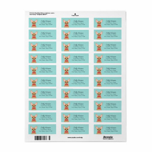 Chihuahua Return Address Labels (Full Sheet)