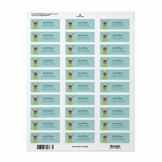 Chihuahua Return Address Labels (Full Sheet)