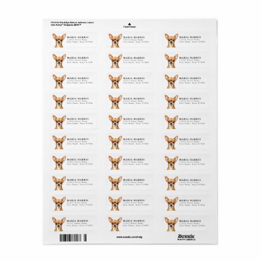 Chihuahua Return Address Labels (Full Sheet)