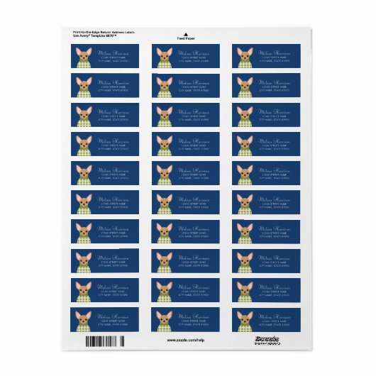 Chihuahua Return Address Labels (Full Sheet)