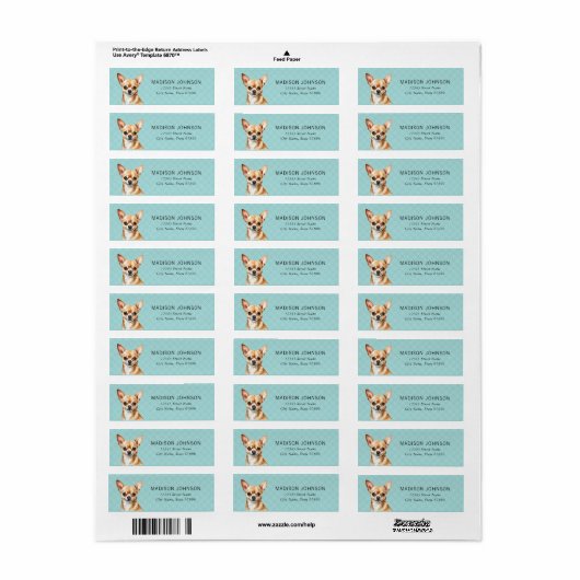Chihuahua Return Address Labels (Full Sheet)