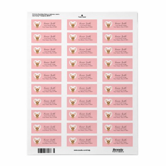Chihuahua Return Address Labels (Full Sheet)