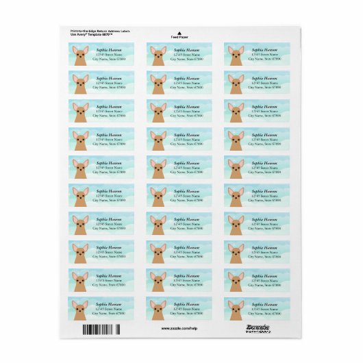 Chihuahua Return Address Labels (Full Sheet)