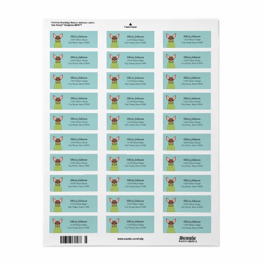 Chihuahua Return Address Labels (Full Sheet)