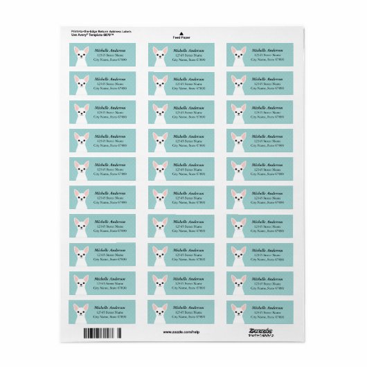 Chihuahua Return Address Labels (Full Sheet)