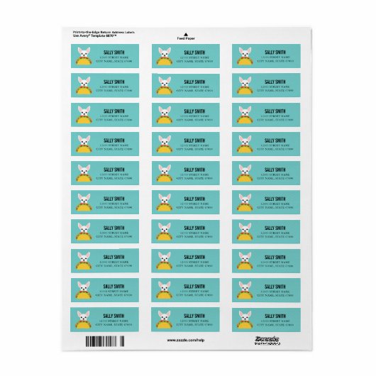 Chihuahua Return Address Labels (Full Sheet)