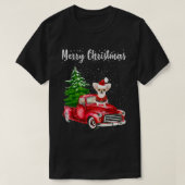 Chihuahua Riding Red Truck Merry Kersthond Lov T-shirt (Design voorkant)