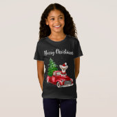 Chihuahua Riding Red Truck Merry Kersthond Lov T-shirt (Voorkant volledig)
