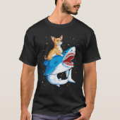 Chihuahua Riding Shark Jawsome Hondenliefhebber Gi T-shirt (Voorkant)