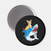 Chihuahua Riding Shark Jawsome Space Galaxy Magneet (Voorkant / Achterkant)
