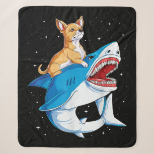 Chihuahua Riding Shark Jawsome Space Galaxy Sherpa Deken