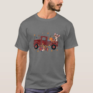 Chihuahua Riding Truck Pumpkin Autumn Leaves Herfs T-shirt