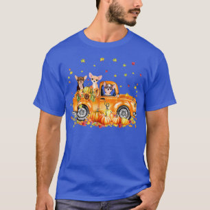 Chihuahua Riding Truck Pumpkin Autumn Leaves Herfs T-shirt