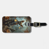 Chihuahua Rijden Motorfiets Halloween Eng Bagagelabel (Voorkant horizontaal)