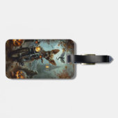 Chihuahua Rijden Motorfiets Halloween Eng Bagagelabel (Achterkant horizontaal)